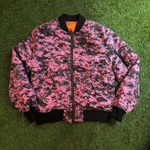 Supreme Pink and Black Camo Puffer Jacket